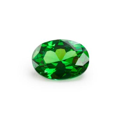 China 7x9mm 4A CZ Synthetic Fire Green Oval Brilliant Cubic Zirconia Color Set Or Machine Cut For Sale for sale