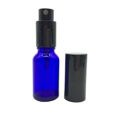 China Small Cosmetic Packaging 10ml Essential Oil Spray Blue Glass Bottle For Cosmetic Oil for sale