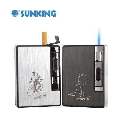 China Service Wholesale OEM China Cigarette Lighter Cigarette Set Smoking Box With Gas Lighter Pocket Cigarette Tobacco Case Box for sale