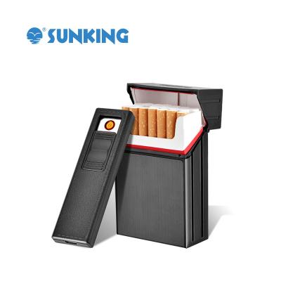 China Service Wholesale OEM China Cigarette Lighter Cigarette Set Smoking Box With Gas Lighter Pocket Cigarette Tobacco Case Box for sale