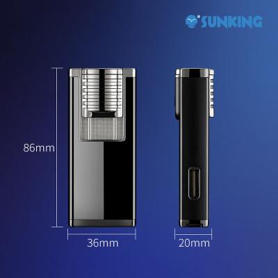 China Minimalist Dual Gas Jet Lighter Lighter With Custom Logo Windproof Cigar Knife Cool Lighter Men's Instruments for sale