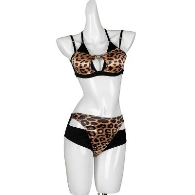 China Top& New Arrival Polyester Leopard Sexy Bottom Women Bra Top Fitness Clothes Ladies High Waist Poles Plus Size Exotic Dance Wear for sale