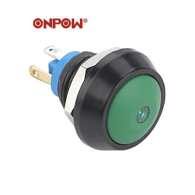 China ONPOW PBT metal 12mm illuminated push button switch with dot led light, used for small digital control for sale