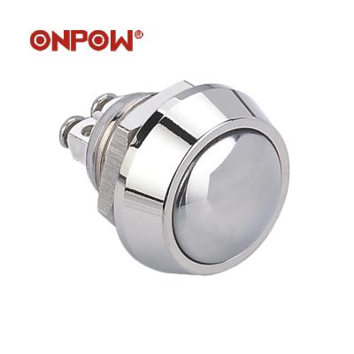 China ONPOW 12mm Push Button Power Switch Nickel Plated Momentary Push Button Arch Head for sale