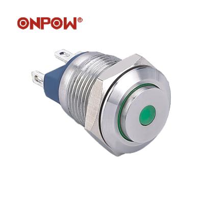 China ONPOW 12mm Stainless Steel Panel Mount Push Button Spot Illuminated CE, RoHS Stainless Steel IP67 for sale