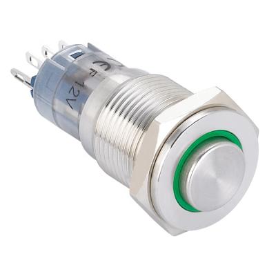 China Stainless Steel ONPOW 16mm Circle Illuminated SPDT (LAS2-GQPH-11E/G/12V/S) Stainless Steel Push Button Switch (Diameter 16mm) (CE, CCC, ROHS, REECH) for sale