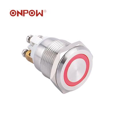 China Stainless Steel ONPOW 19mm Circle Illuminated Stainless Steel Push Button (GQ19PF -10E/R/1.8V/S) (Diameter 19mm) (CE, CCC, ROHS, REECH) for sale