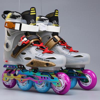 China Ruedas Semi-Comfortable Transparent Shell Patines Para Skate Rainbow Integrated Frame for sale