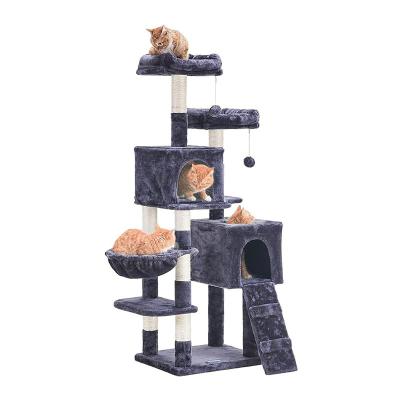 China Hot Selling Multilevel Pet Stored Housing Furniture Cat Tree House and Scratcher Luxury Tower with Sisal Covered Scratching Posts Hammock for sale