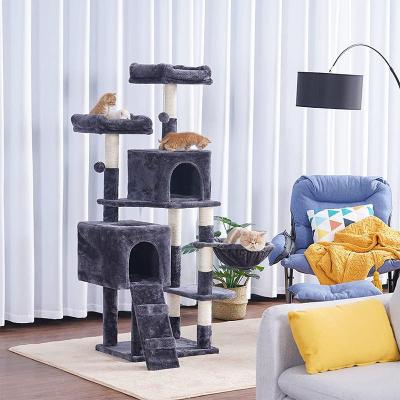 China High Quality Pet Stored Kitten Sleeping Climbing Scratcher Pole Cat Tree House Tower Luxury Cabinets for sale