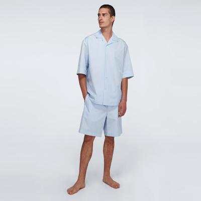 China Wholesale QUICK DRY Mens Button Up Texture Poplin Solid 2 Pieces Pajama Sets Home Wear Sleepwear For Male for sale