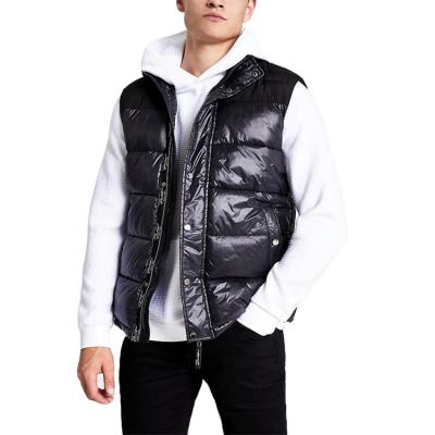 China 100% OEM Custom Made Mens Anti-Shrink Winter Single Prolific High Shine Padded Vest Striper Nylon Vest for sale