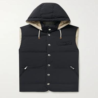 China New Style Sustainable Fashion Winter Casual Men's Jacket Vest With Drawstring Hat for sale