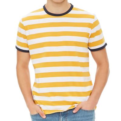 China New Arrival Designer T-shirt Mens Clothing Ringer Short Sleeve Anti-Shrink Striped O-Neck Casual T-shirt for sale