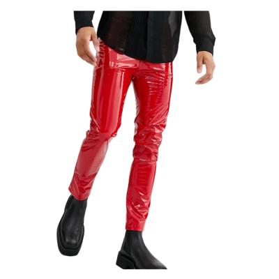 China Fashion Anti-Static Wholesale Men's Cropped Skinny Leather Jeans for sale