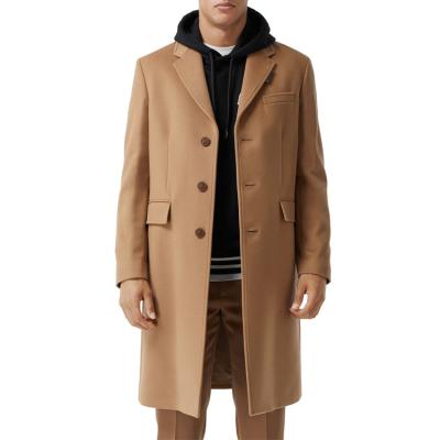 China QUICK DRY OEM manufacturing custom plus size mens long ditch coat winter single-button solid wool&cashmere coat for sale