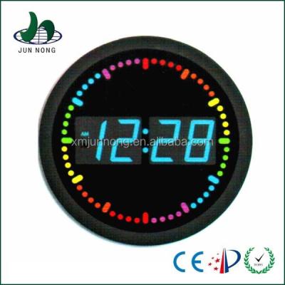 China Surround Led Second Display Decorative Rainbow Color Circle Led Digital Time Clock for sale