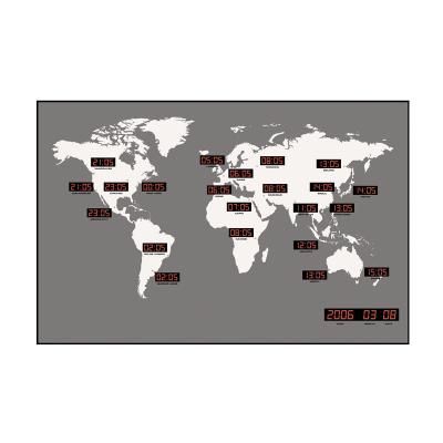 China Glass Lens 22 Time Zone Led World Map Digital Wall Clock for sale