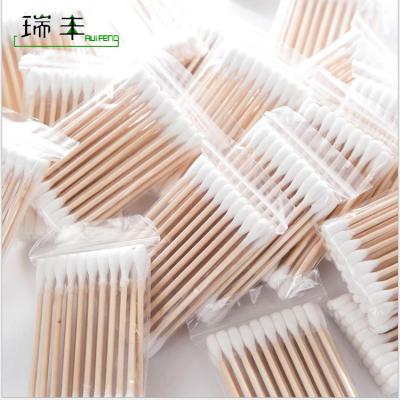 China Sterile Disposable Daily Use Stick Cosmetic Wooden Cotton Pad for sale