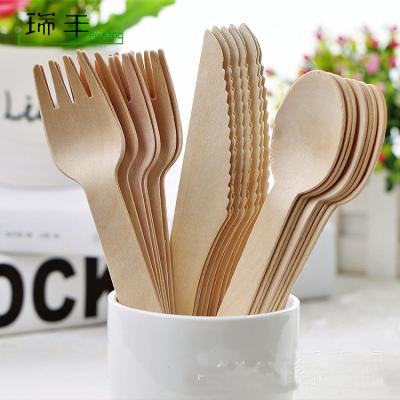 China 100% Biodegradable Disposable Food Grade Birch Wooden Cutlery Set Package Knife Individual Fork and Spoon for sale