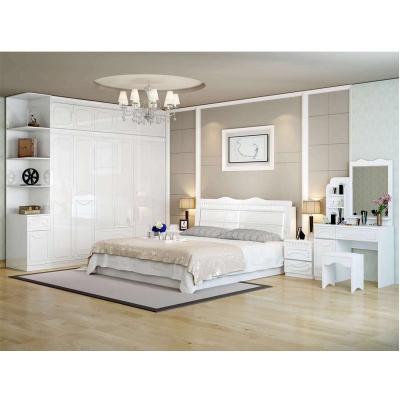 China Storage Simple Design White Bedroom Furniture Set 1.8 Meter Luxury King Size Bed Nightstands Bedrooms Storage Beds for sale