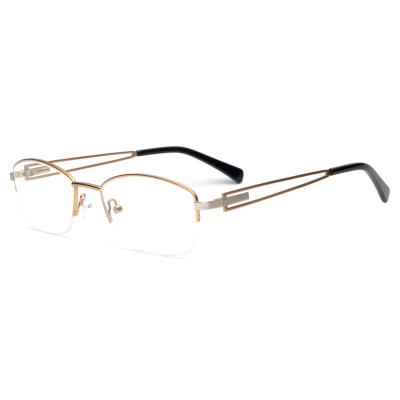 China Factory direct sale optical frames half rim lady glass frames,stainless steel semi rim frames for woman for sale