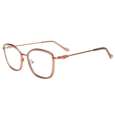 China Factory direct sale metal and acetate combination lady optical frames glass frames, stainless steel frames for woman for sale