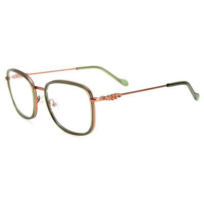 China Factory direct sale metal and acetate combination lady optical frames glass frames, stainless steel frames for woman for sale