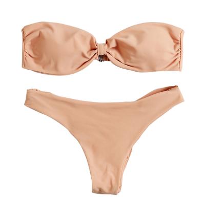 China Pink Ladies Bandeau Bikini Swimwear Hot Breathable Nude Comfy Cloth Sale Swimwear For Women for sale