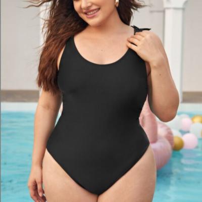 China New Custom Black Plus Size Sexy Two Piece Bikini Set Beach Wear Ruffle Strap Swimsuit Women Fitness Backless Swimwear for sale