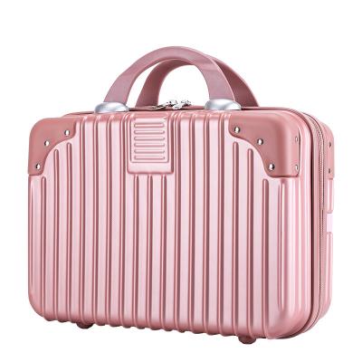 China Other 2023 Factory Wholesale  Portable Suitcase Can Print LOGO Candy Color Cosmetic Box 14 Inch Fashion Retro Bag for sale