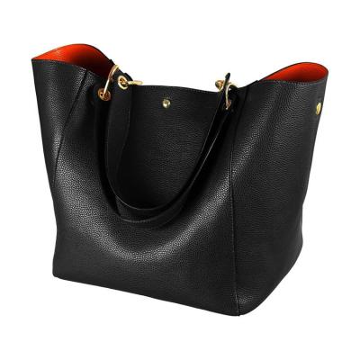 China Other Design Factory Manufacturer Leather Handbags Women's Black Color Shoulder Tote Bag Large Capacity Work Genuine Leather Tote Bags for sale