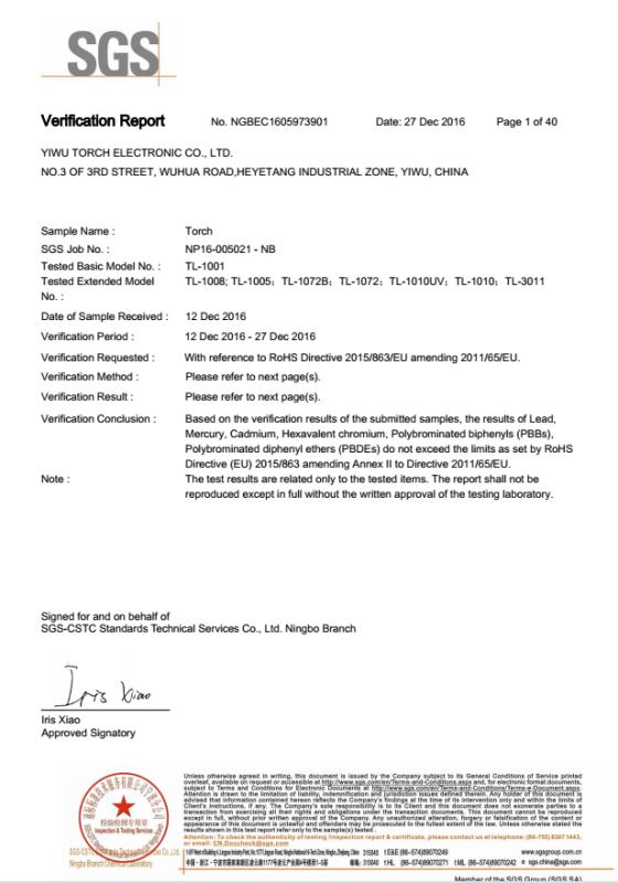 RoHS - Yiwu Torch Electronic Company Limited