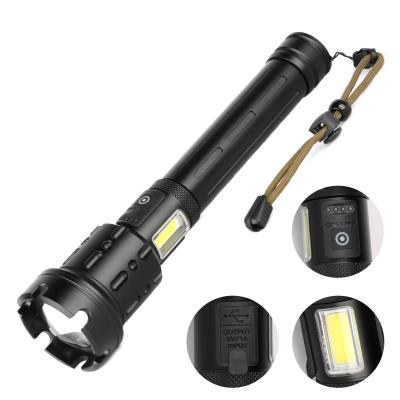 China 2020 New Design High Power Emergency XHP90+COB Rechargeable Flashlight Torch Outdoor Use Flashlight Widely for sale