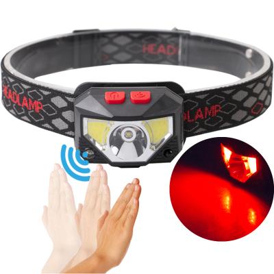 China Rechargeable Camping Headlamp Hand Motion Sensor Fishing Rechargeable LED Headlamp Headlight for sale