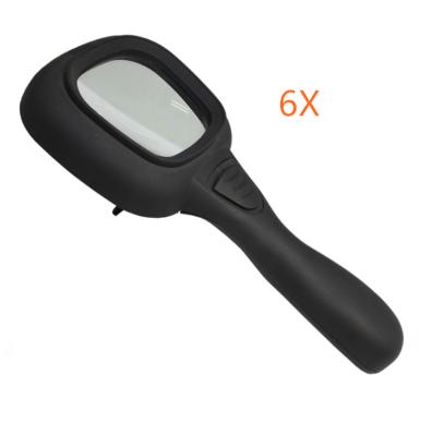 China 2020 New Design Plastic Handheld Magnifier UV Light With Stand Magnifier 6X Lens For Reading Magnifier Light for sale