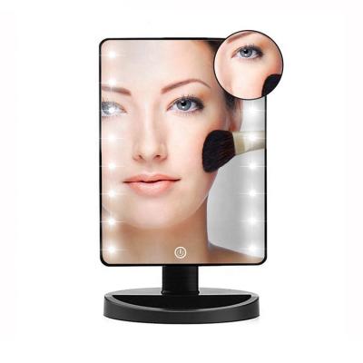 China USB charging/4*AA rechargeable touch screen lighted vanity 360 degree rotation tabletop cosmetic make up mirror LED lighting and circuitry design for sale