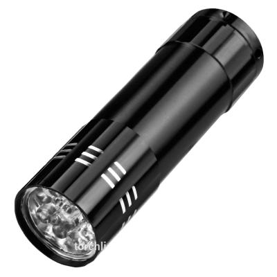 China Mini 9 LED Emergency Flashlight Camping High Power 9 LED Flashlight Instant Light Black Rising Flashlight Use 3* AAA Battery LED Flashlight for sale