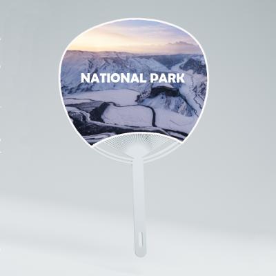 China Summer PP Costom Artificial Oval Round Colorfull Fan Plastic Hand Fan Handles for sale