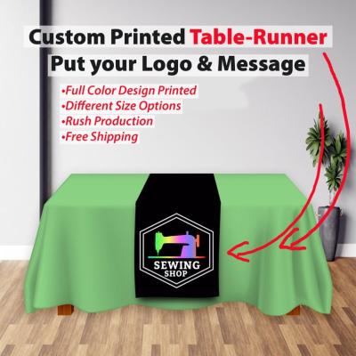 China Personalized Custom Home Tablecloth Full Color Printing Table Runner with Logo-message for Trade Shows, Wedding, Banquet, Vendor Events for sale