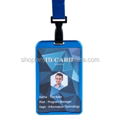 China Advertising Employee Metal Lanyards ID Badge Holder Silver Cover for sale