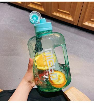 China Sustainable Large Capacity 2.2 Liters Food Grade Clear Transparent Plastic Gym Water Bottle With Handle for sale