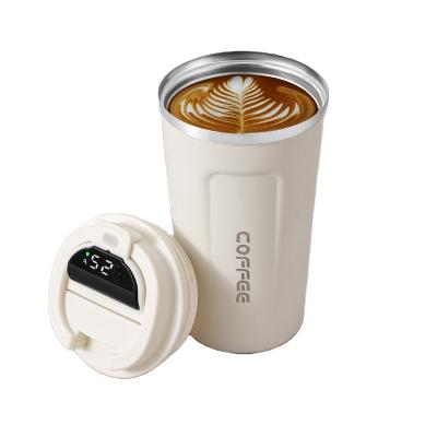 China PORTABLE Smart LED Temperature Water Bottle Wall Tea Cups Stainless Steel Smart Display Insulated Double Coffee Cups for sale