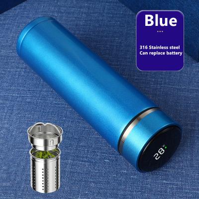 China Viable Brilliant Colors Travel Mugs 500ML Battery Tea Cups Double Wall 316 Stainless Steel Replaceable Insulated Water Bottle for sale