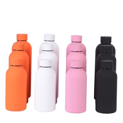 China Viable Custom Logo 500ml Matte Double Wall Stainless Steel Small Narrow Mouth Vacuum Thermal Metal Hot Water Bottles for sale