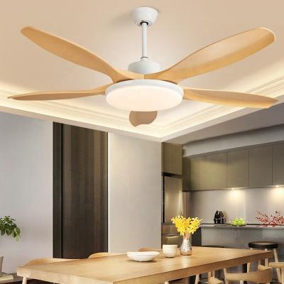 China Low Noise Factory Supplier Custom High Quality 48inch Wood Grain Led Fan 5 Blades Light Ceiling Fan With Light Remote Control for sale