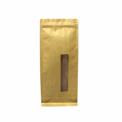 China Recyclable Snacks Dried Fruit Nuts Packing Zipper Flat Bottom Top Side Gusset Kraft Paper Bag With Window for sale