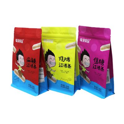 China OEM Side Food Dry Plastic Packaging Square Pouch Zip Lock Bags Snacks Flat Bottom Gusset Moisture Proof Frozen Foods for sale