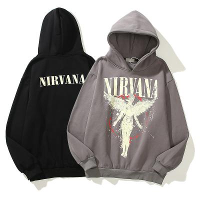 China Bulk Oversized Fashionable Man Rock Band Angel Nirvana Wash Anti-wrinkle High Street Hooded Sweatshirts Sweatshirts for sale