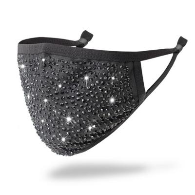 China High Quality Breathable Washable Reusable Face Covering Diamond Glitter Diamond Masquerade Rhinestone Party Mask Fashion Face Mask for sale